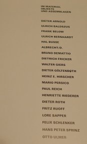 Künstlerliste im Katalog "Im Material", Württembergischer Kunstverein 1986/87